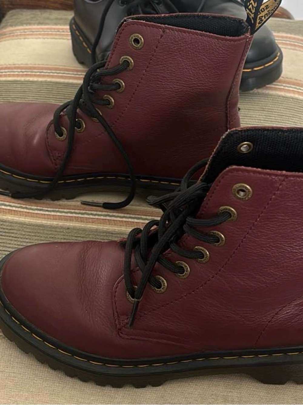 Dr. Martens Burgundy Leather Luana Lace-Up Ankle Boots